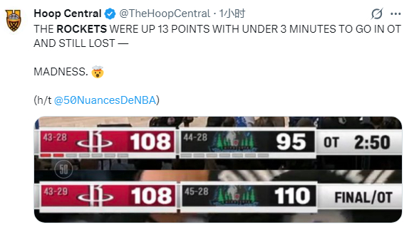 火箭加时赛13分领先遭逆转 杜兰特罚球错失绝平